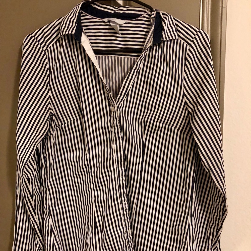 Navy White Long Sleeve H&M